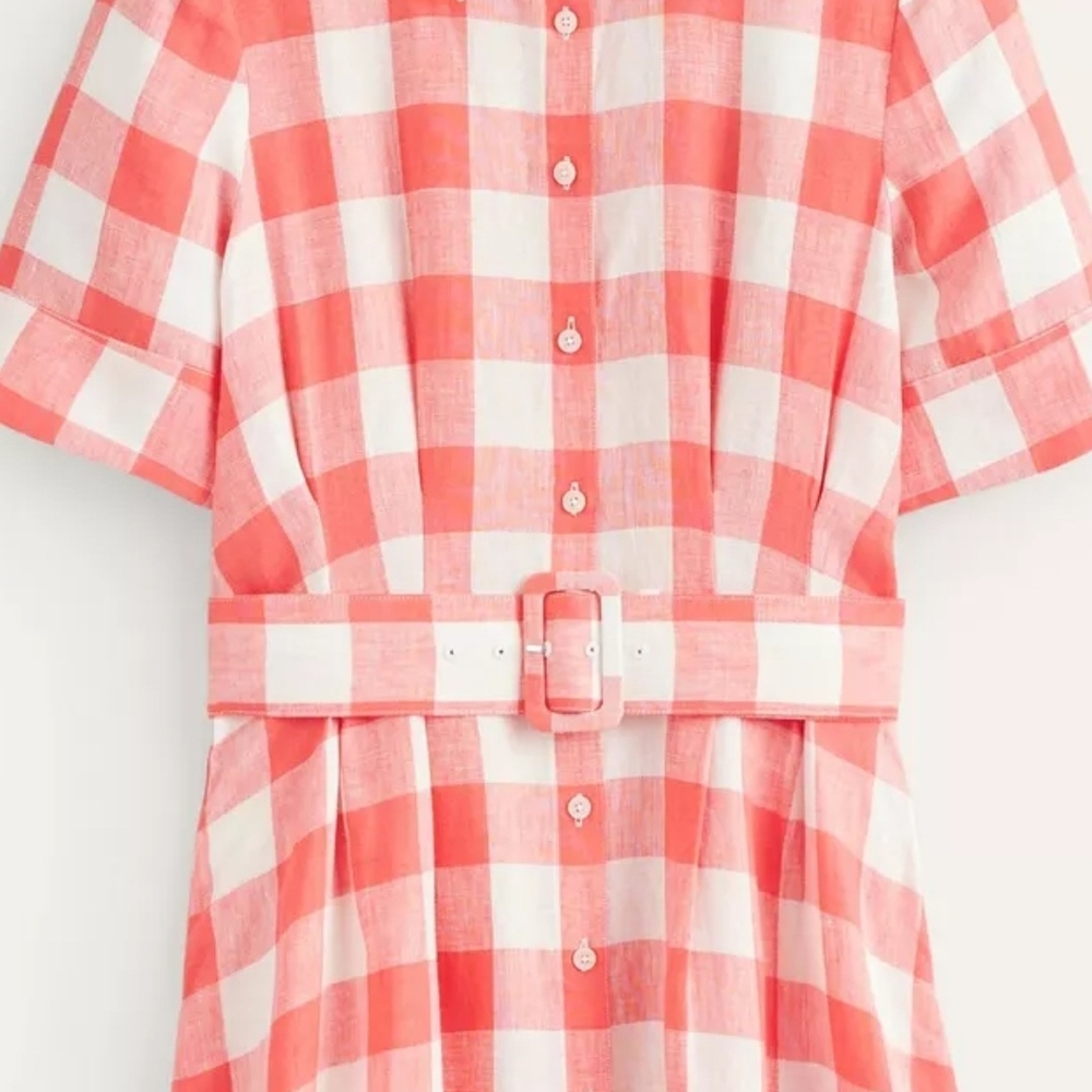 Boden Pink and White Gingham Maxi Shirt Dress - Picture 5 of 7